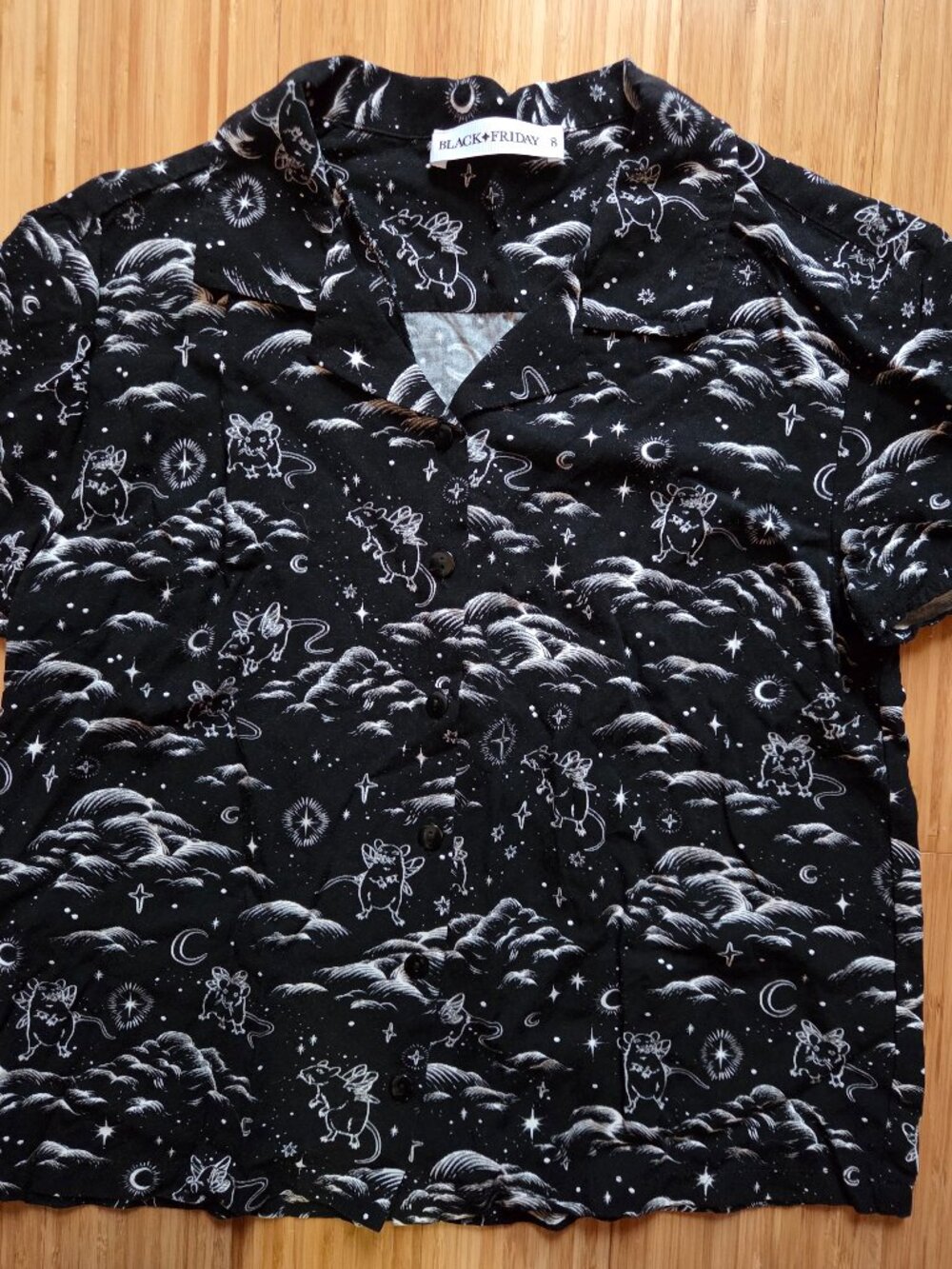 Dangerfield Cloudy Nights Rat Button-down Blouse NWOT